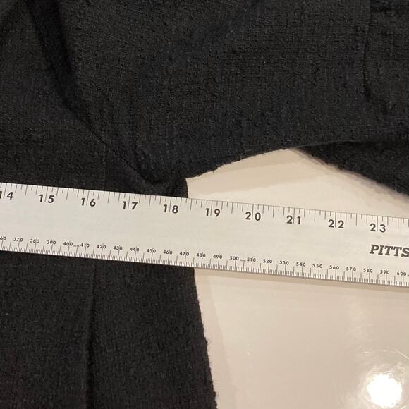 NWOT THEORY Jacket S Black Tweed Wool ¾-Tiered-Bell-Slev Crop/Waist 3-Btn Pocket - Picture 6 of 10